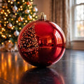 Threan 6 Inch Large Burgundy Shiny Christmas Ball Ornaments