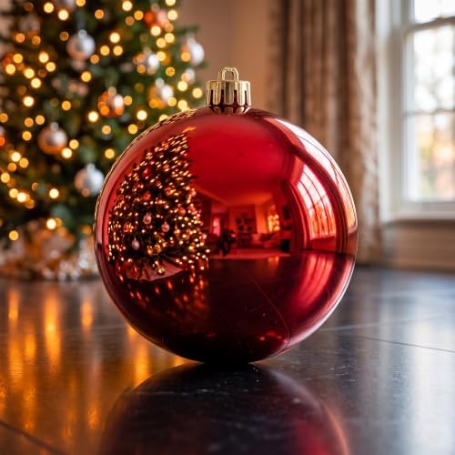 Threan 6 Inch Large Burgundy Shiny Christmas Ball Ornaments
