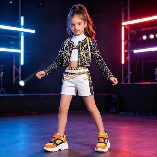 Pop Star Costume Kids Girls Fantasy Stage Outfit Halloween Costumes Set