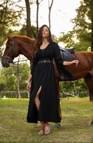 Scarlet Darkness Renaissance Costume Women Pirate Medieval Maxi Dress