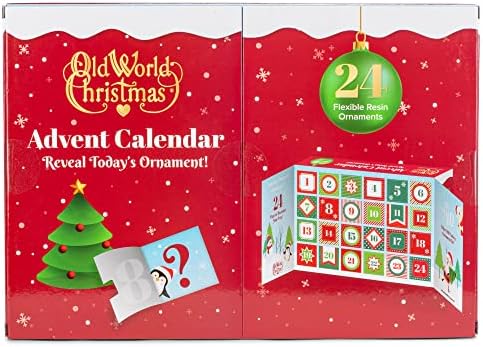 Old World Christmas Advent Calendar, 24 Mini Resin Christmas Ornaments for Kids, Countdown Holiday Décor, Child-Safe and Durable