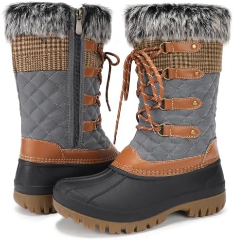 STQ Womens Winter Snow Boots, Waterproof Insulated Mid-Calf Duck Boots