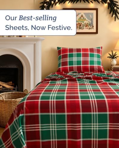 Christmas Sheet Set, Highland Tartan, Holiday Xmas Bedding Set - Twin Size