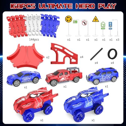 Spider Toys for Boys 4-6, Flexible Race Track 5 Spider Cars for Toddlers