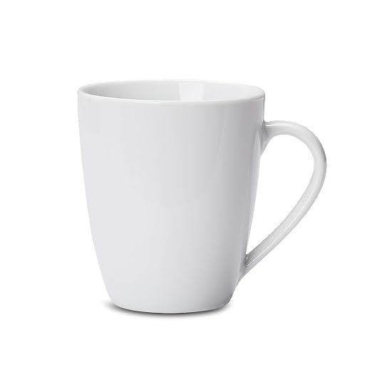 Amazon Basics Porcelain Heat Resistant Coffee Mugs, Microwave and Oven Safe, 12 oz, White, 12 Count