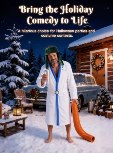 Apragaz Funny Halloween Costume for Men, Adult Christmas Costume Set with White Robe Men, Hat, Orange Tube and Belt, Halloween Christmas Holiday Party Costume Outfit for Men Women