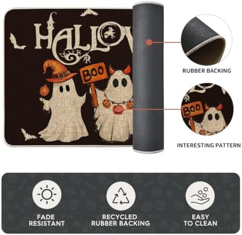 Artoid Mode Ghost Bat Black Halloween Kitchen Mats Set of 2-17x29+17x47