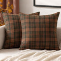 MIULEE Fall Plaid Pillow Covers Scottish Tartan 16x16 Terracotta Brown