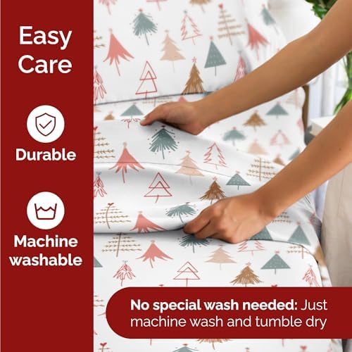 Christmas Sheet Set, Christmas Tree 2, Holiday Xmas Bedding Set - Twin Size