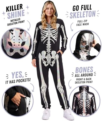 Tipsy Elves Skeleton Halloween Jumpsuit Costume for Women