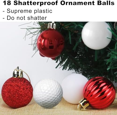 Red & White 1.6" Small Christmas Balls Christmas Tree Decoration Ornaments Shatterproof Hanging Balls for Birthday Halloween Holiday Wedding Decorations Set of 18pcs