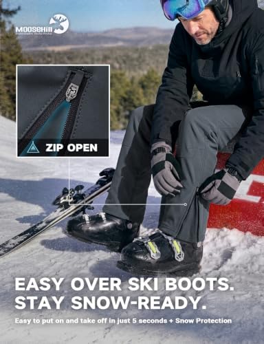 Moosehill Men's Fleece-Lined Snow Pants: Zippered Inner-Thigh Vents