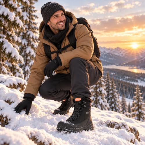 SHULOOK Men's Waterproof Winter Snow Boots: Insulated Warm Lined