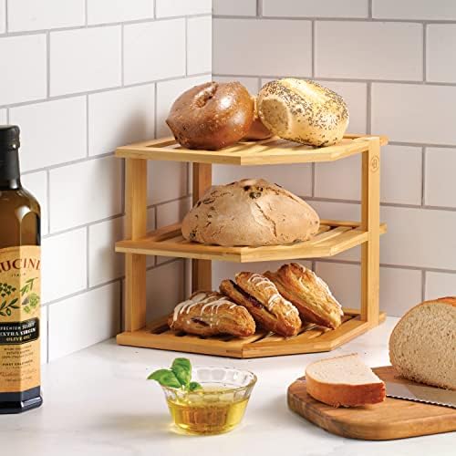 Bambüsi 3-Tier Corner Shelf, Kitchen Cabinet Organizer, Bamboo Storage Rack