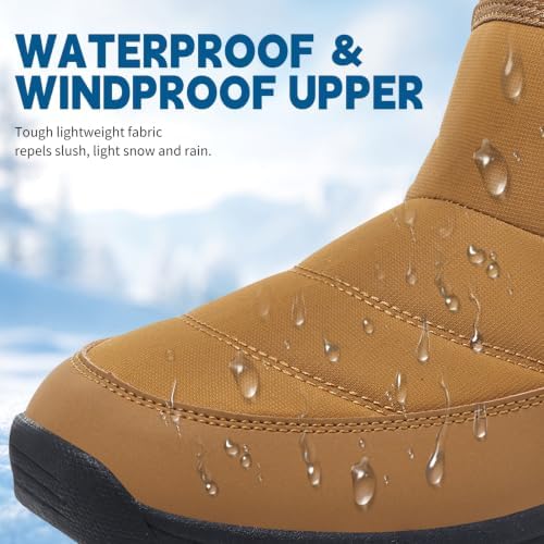 Men's Mid-Calf Winter Boots Zipper Snow Boots Mens Fur Lined Warm Boots