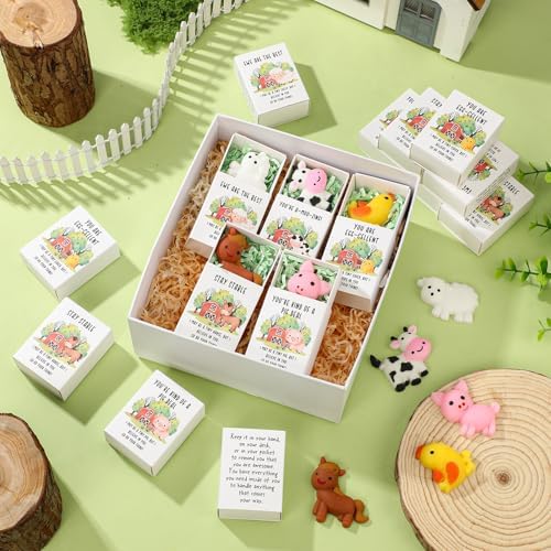 25 Sets Positive Gifts Farm Animal Birthday Party Favors with Support Boxes