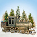 Zaer Ltd. Large Metal Christmas Train Commercial Decoration (12.5 Feet Long - Medium, Copper-Bronze Color)