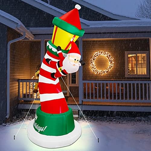 Lulu Home 9FT Christmas Inflatable, Giant Lighthouse with Santa & Reindeer