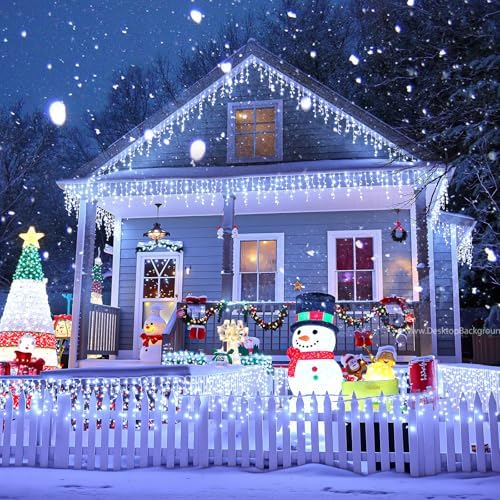 White Christmas Lights Outdoor, 33ft 400 LED Icicle Lights for Outside