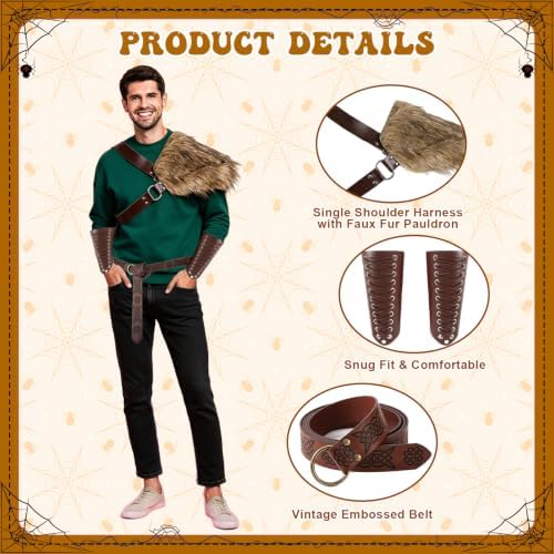 6 Pcs Halloween Couple Viking Costume Set Renaissance Faire Accessories