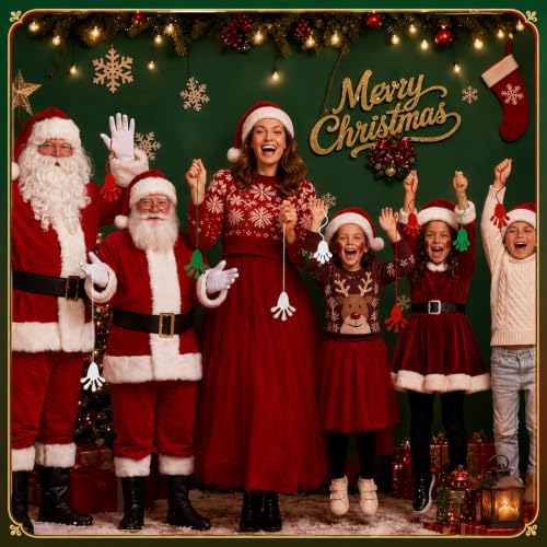 Realspring 300 Pcs Christmas Throws Sticky Hands, Red, Green, White