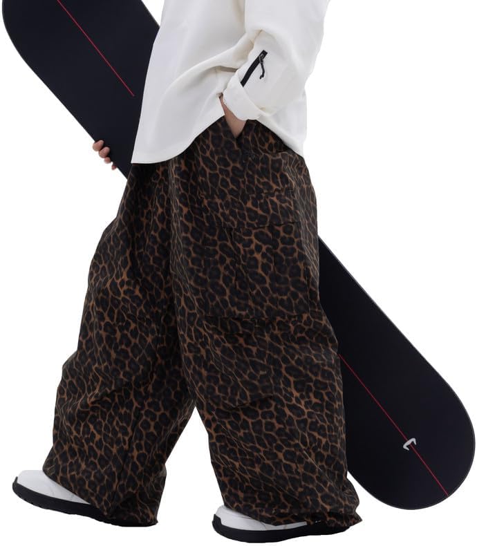 SNOWVERB Loose Fit Snowboard Leopard Ski Snow Baggy Pants for Men and Women