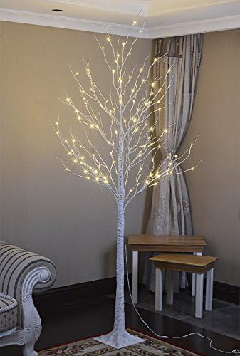 LIGHTSHARE 8 Feet 132L LED Birch Tree Lights, Warm White, for Holiday Party and Christmas Decoration, Indoor and Outdoor Use