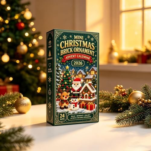 Christmas Brick Ornament Advent Calendar, 24-Day Mini Holiday Building Set