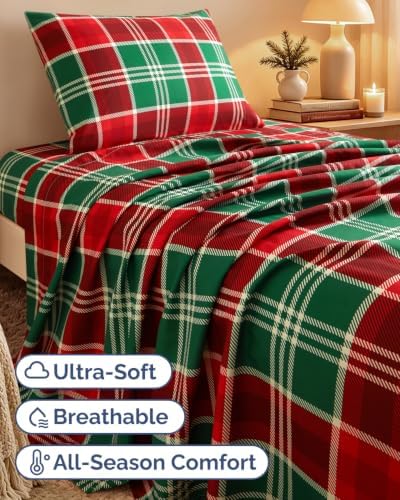 Christmas Sheet Set, Highland Tartan, Holiday Xmas Bedding Set - Twin XL
