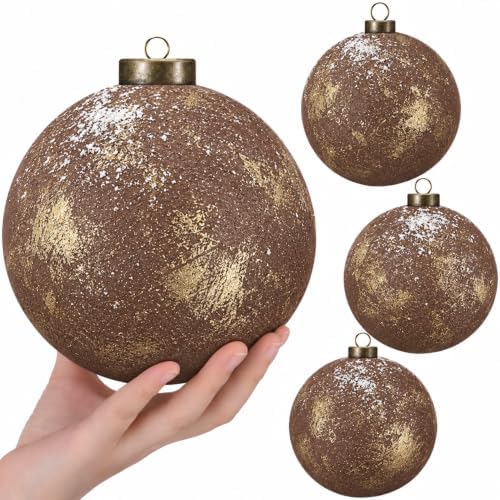 6 Pcs 6'' Large Neutral Christmas Ball Ornaments Terracotta Brown