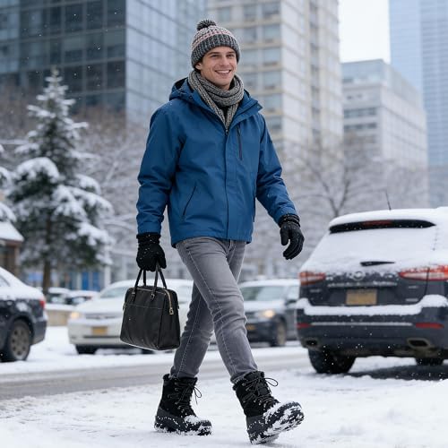 FREE SOLDIER Men's Waterproof Fleece Winter Snow Boots