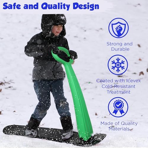 Slippery Racer Kids Lightweight Compact Foldable Downhill Outdoor Winter Ski Scooter Snow Sled (2 Pack)