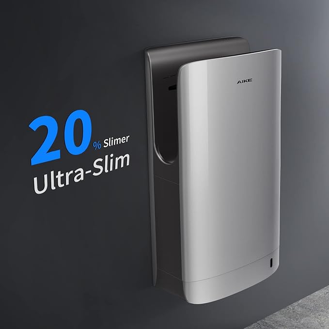 AIKE HEPA Filtered Vertical Hand Dryer Slim, 110-130V Silver Model AK2065