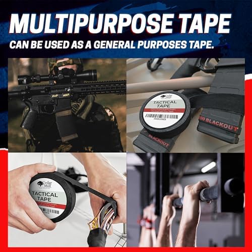 Cedar Mill Magazine Gun Tape 2-Pack Regular + 2-Pack Sticky – Water-Resistant Gun Grip Tape for Rifles, Pistols & Shotguns – Non-Reflective, No Residue, Durable Poly Cotton Wrap – 4-Pack