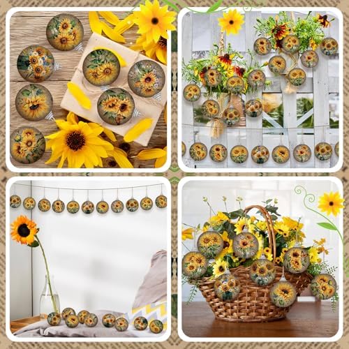 Outus 16 Pcs Vintage Summer Sunflower Ornaments Balls for Tree Summer Flower Decorations Sunflower Ornaments Farmhouse Floral Hanging Spring Decor for Small Tree Home Party Craft Decor