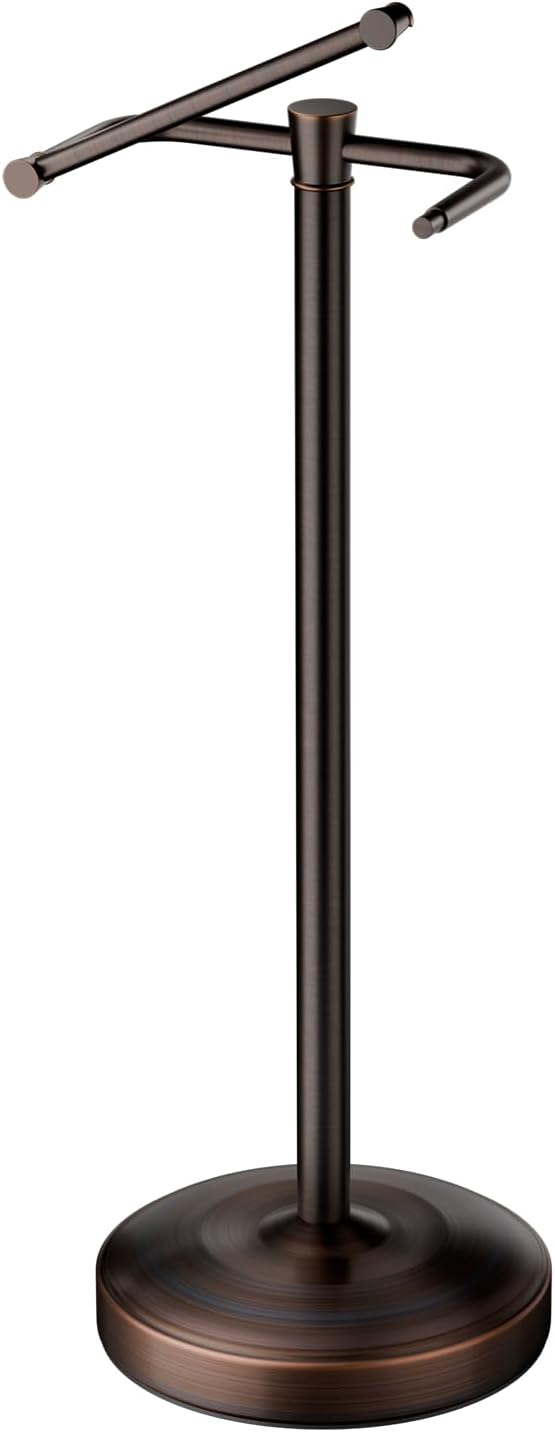 Freestanding Toilet Paper Holder Stand, Heavy Duty Oil Rubbed Bronze Stainless Steel Toilet Paper Holder with Weighted Base, Rustproof & Tool-Free Installation for Modern Bathrooms