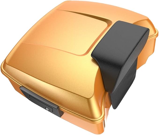 Advanblack Road Glide Tour Trunk Pack Hard Candy Gold Flake Chopped Tour Trunk Pack Backrest Pad for '97-'25 Harley Touring Road King Street Glide Electra Glide CVO models