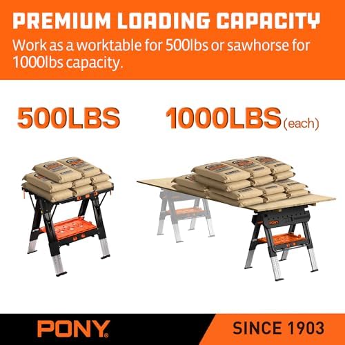 Pony Portable Folding Work Table, Workbench & Sawhorse