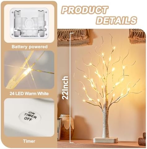 EAMBRITE Lighted Birch Tree with LED Lights Christmas Decorations Indoor