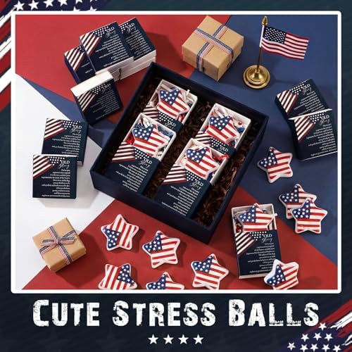 Wettarn 72 Sets Patriotic Theme Gifts American Flag Pattern Star with Boxes