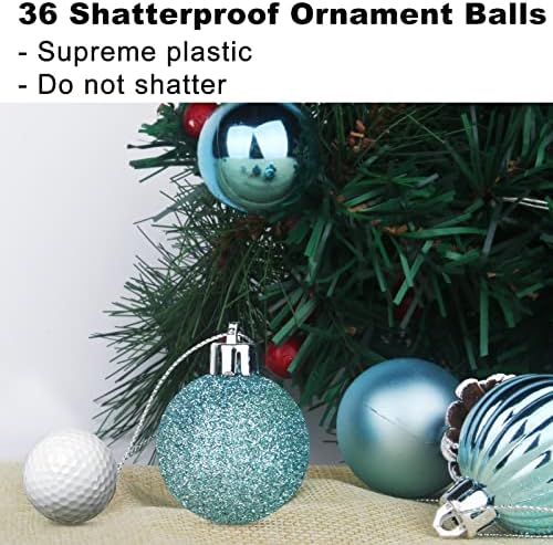 Baby Blue 2.5" Christmas Balls Christmas Tree Decoration Ornaments Shatterproof Hanging Balls for Birthday Halloween Holiday Wedding Decorations Set of 36pcs