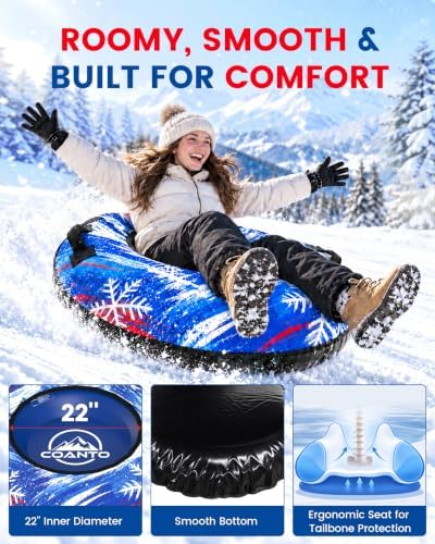 48'' Heavy Duty Snow Tube with Canvas Cover, Snow Sleds for Kids & Adults
