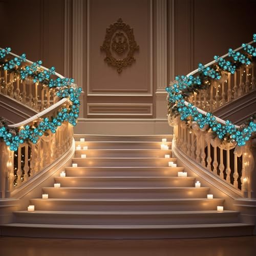 2 Pcs 6 ft Christmas Ball Ornament Garland, Lake Blue