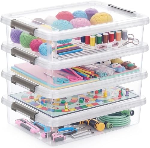 Citylife 5.3Qt 4Packs Clear Craft Organizers and Storage Box, Sensory Bins