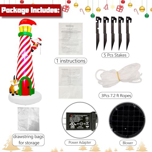 Lulu Home 10FT Christmas Inflatable Decoration, Lighthouse Style