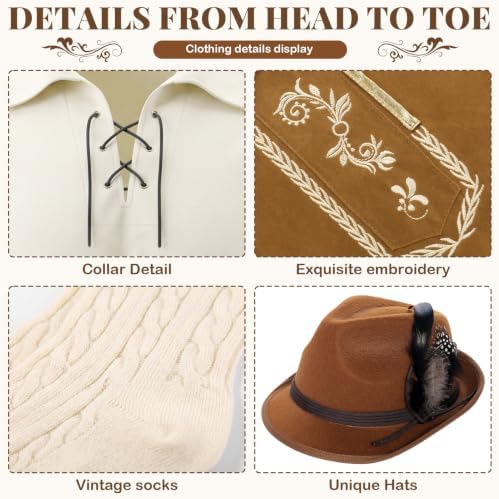 Lederhosen Men Oktoberfest Outfits Men with Shirt Socks Hat