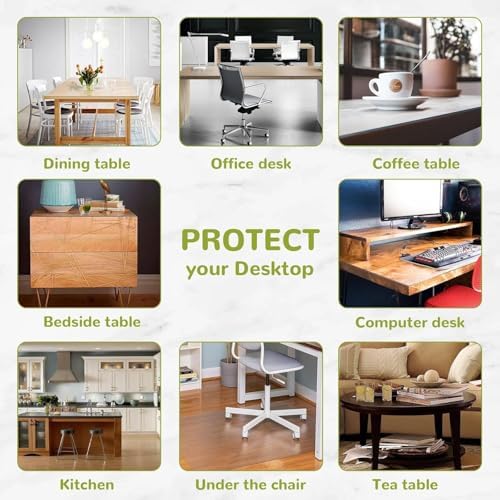 23.6 x 55 Inch Clear Table Cover Protector, 2mm Thick Clear Table Protector for Dining Room Table, Plastic Table Cover, Waterproof Table Pad for Kitchen, Office