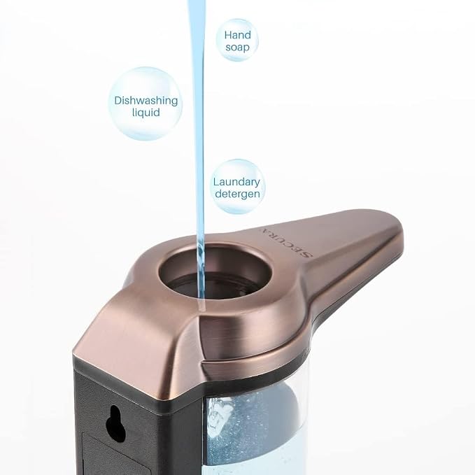 Secura 17oz Automatic Liquid Soap Dispenser, Touchless Battery Operated Hand Soap Dispenser with Adjustable Soap Dispensing Volume Control Dial, Personal Care Dispenser (Antique Copper)