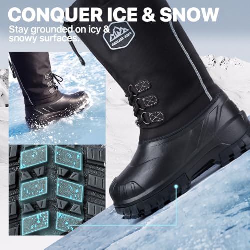 FREE SOLDIER Men's Ice-grip Winter Snow Boots, Lite and Tall