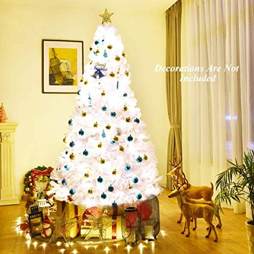 White Artificial Christmas Tree, 7.5FT Artificial Pine Tree w/Premium PVC Needles & Solid Metal Stand, Easy Assembly, for Indoor & Outdoor Use